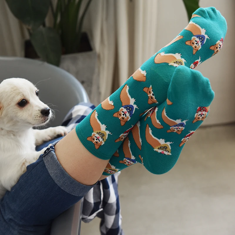 Высокие носки meia medias de mujer длинные calcetines divertido с животным принтом moda зима осень happy sheer Новинка Хлопок Женские