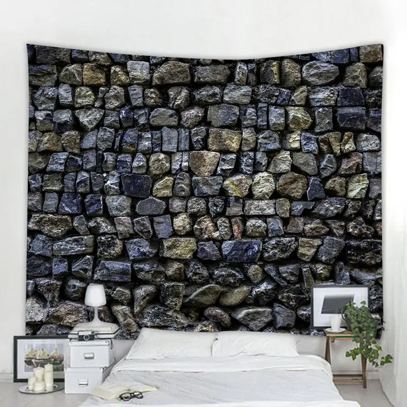 Vintage Stone Wall Tapestry Wall Art Carpet New Landscape Tapestry Wall Hanging Tapestry Supply Living Room Bathroom Decor