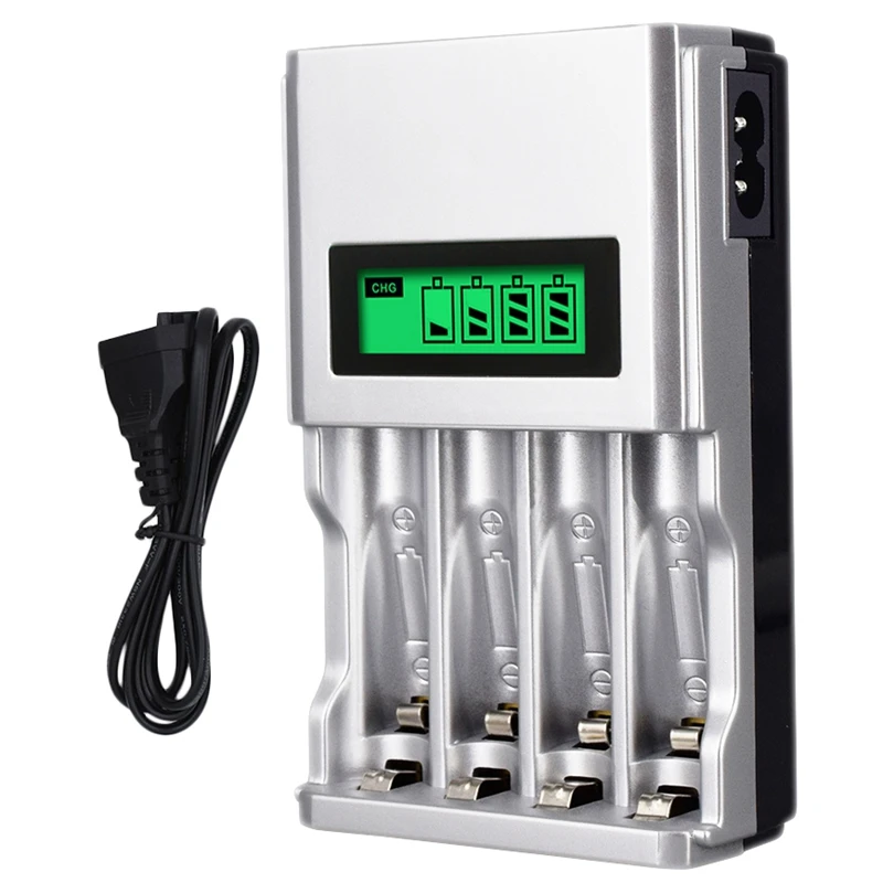 FFYY-Четыре слота Lcd смарт-зарядное устройство для Aa Aaa аккумуляторная батарея Ni-MH Ni-Cd Aaa Aa аккумуляторные батареи(Us Plug