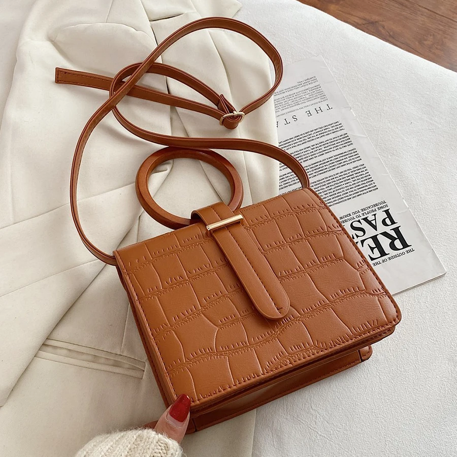 

2021 High Quality Luxury Crossbody Bags for Women Fashion New Temperament Round Wood Handle Flap Shoulder Handbag Lady Hand Bags