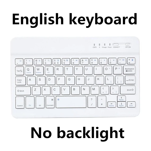English no backlit Ультра тонкий 7 цветов светодиодный подсветка Беспроводная русская/испанская/Арабская Bluetooth клавиатура для iPad mini 7,9 дюймов клавиатура - Цвет: English no backlit