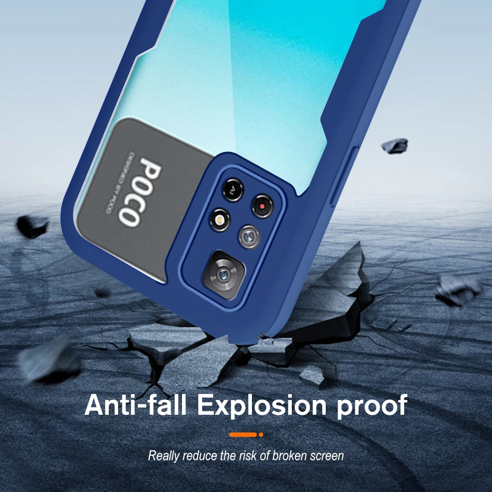 iphone 11 Pro Max clear case 360 ° מלא להגן על מעטפת כיסוי עבור Xiaomi Poco M4 פרו 5G NFC מקרה TPU + מחשב כפול-צדדי עמיד הלם Coque על Poko Pocco קטן M4Pro iphone 11 Pro Max  case