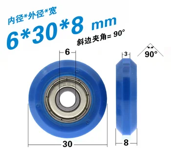 

6pcs 6*30*8mm European Standard 2020 Aluminum Profile Rail V-Slot Pulley Roller 626 Plastic Wheel POM Polyoxymethylene