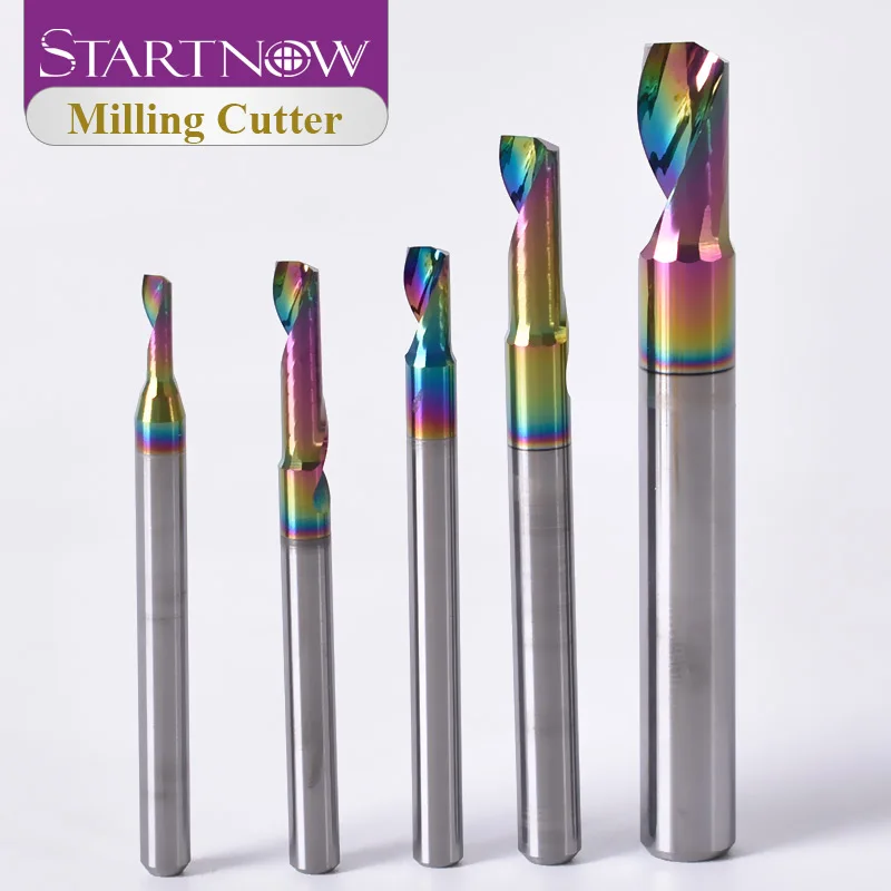 Startnow 5 개/몫 알루미늄 한 플루트 나선형 비트 엔드 밀 조각 CNC 라우터 조각 비트에 대 한 DLC 코팅 밀링 커터