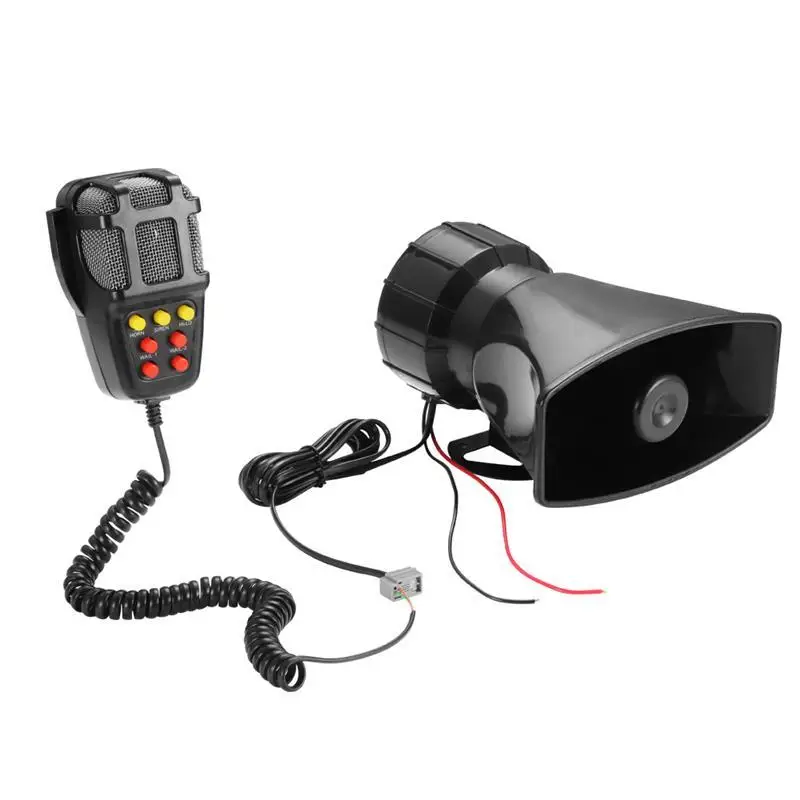 Onever Car Alarm Horn 7 Tone Sound Car Recording Emergency Siren Horn Mic PA Speaker System Emergency Amplifier Hooter Universal