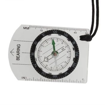 

HOT-Mini All in 1 Outdoor Hiking Camping Baseplate Compass Map Measure Ruler