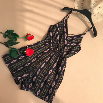 

2020 Bohemian New Summer Embroidery Holiday Sea Beach Style V-neck Sexy Suspender Slim Women Jumpsuit