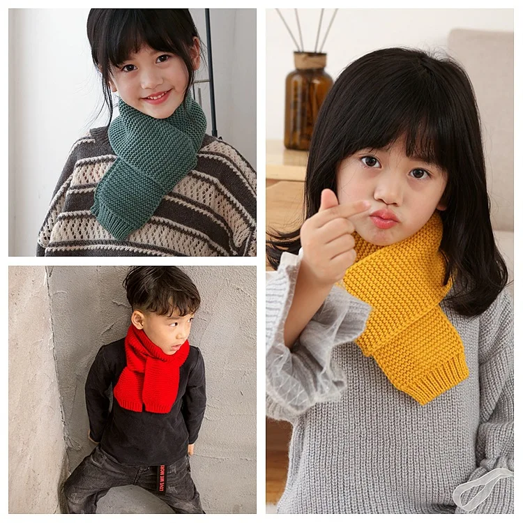 

Knitting pre-term babies in the fall and winter of pure color children warm scarf wool collar child parent-child scarf