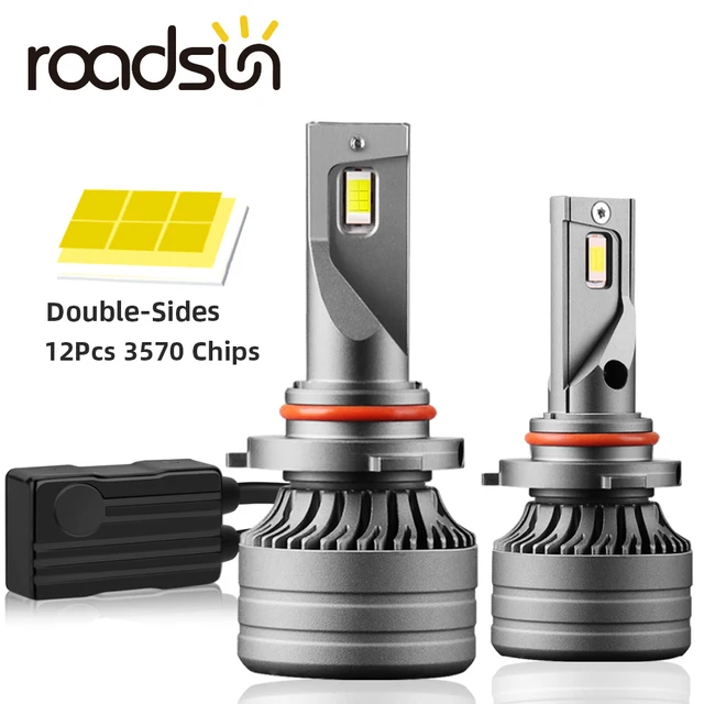 Roadsun Luces Coche H4 Led H7 Bombilla Faro 20000lm 3570 Csp