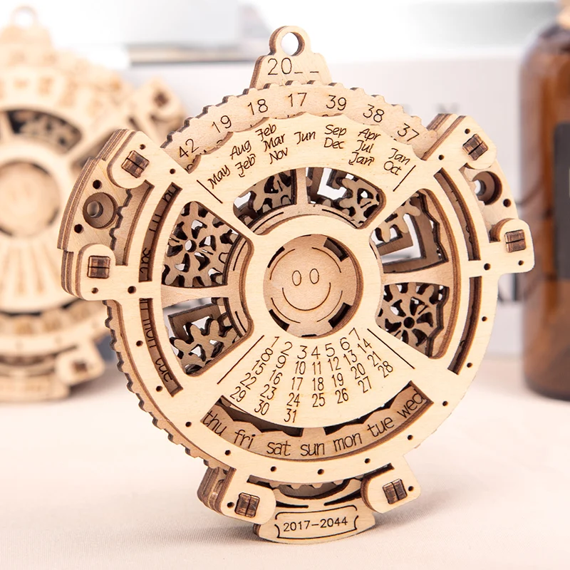 

Creative Unique Perpetual Calendar 3D Puzzle Wooden Toys Mechanical Transmission Carving Laser Engraving 2017 To 2044 Calendar