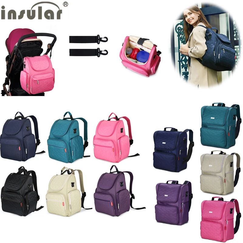 

Insular Mummy Nappy Backpack Bag Large Capacity Baby Bag Mom Multi-function Waterproof Outdoor Travel Diaper Bags For Baby Care