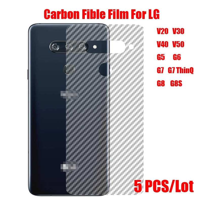 

5Pcs Carbon Fiber Back Screen Protector Film Sticker For LG G5 G6 G7 ThinQ G8 G8X G8S V20 V30 V40 V50 W10 W30 Back Film