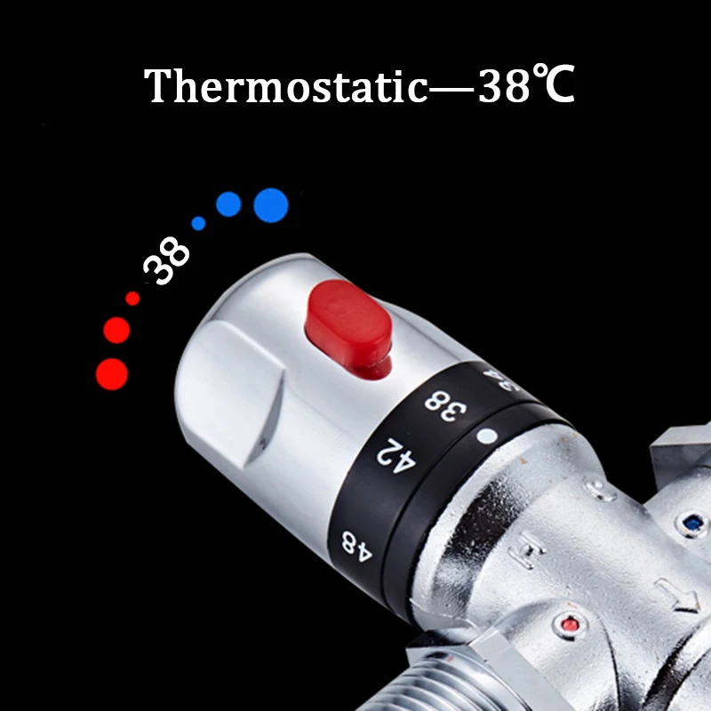 Shinesia Brass Thermostatic Mixer for Shower System 1/2 Water Temperature Control Faucet Control Valve Bathroom Faucet Valve Thermostatic Mixing Valve Faucet Valve