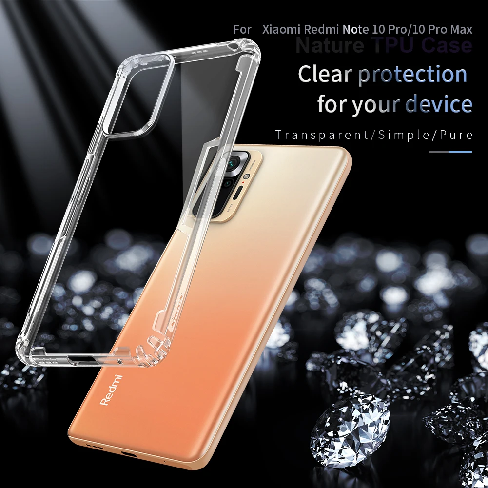 Чехол NILLKIN для Xiaomi Redmi Note 10 Pro мягкий прозрачный защитный чехол из ТПУ с