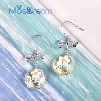 

MosDream Everlasting Flower Crystal Earring Studs Plant S925 Silver Earrings for Women Delicacy Romatic Jewelry Gift