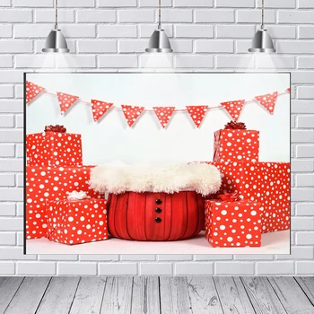 

Photography Backdrops 7x5FT Baby Newborn Red Seat Gifts Flags Pennants Wall Custom Photo Studio Backdrop Background Vinyl