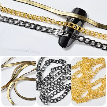 

50cm Japanese Nail Chain Flat Nail Chain High Quality Nail Art Decoration Chain Snake Bone Chain Nail Metal Decoration