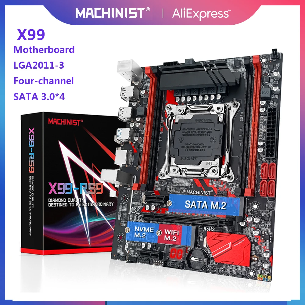 MACHINIST X99 motherboard LGA 2011 3 with dual M.2 NVME slot Support