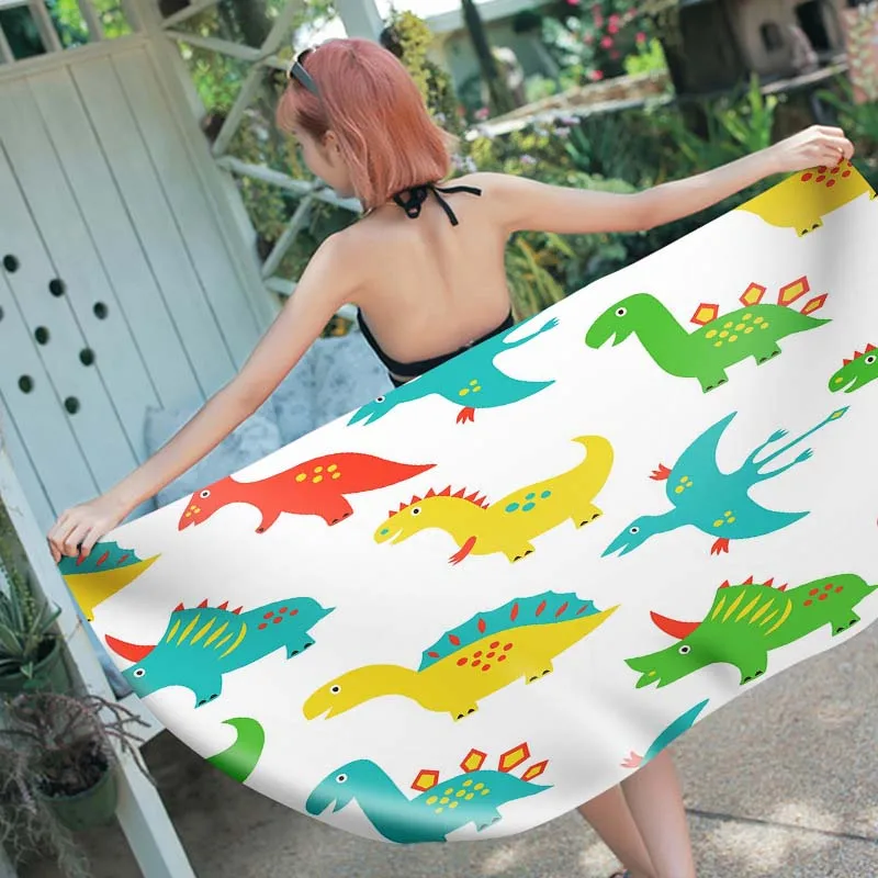 Cartoon Dinosaur Lion Deer 3D Print Microfiber Beach Towel Rectangle Bath Yogo/Spa/Camping Mats for Women Mens 150x180cm |