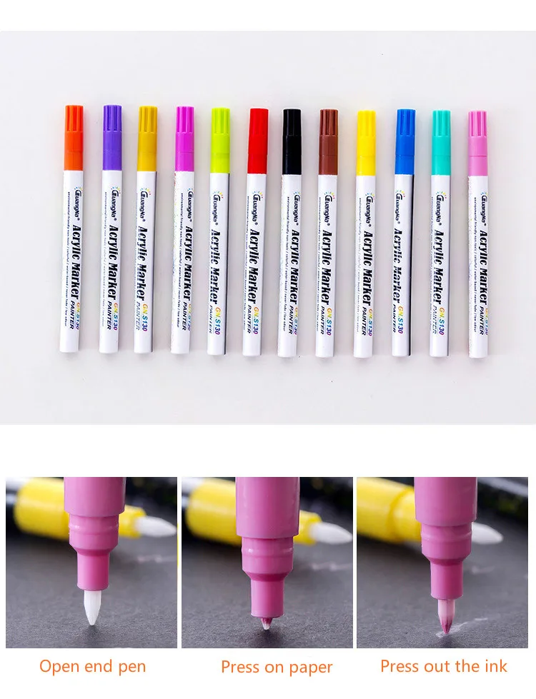 Ручка 18 цветов S130, ультратонкая акриловая ручка для рисования, профессиональная Цветная кисть для поделок, керамические ручки для альбома, черные карты, маркер для граффити