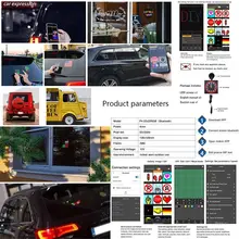 Полноцветный беспроводной bluetooth приложение управление Автомобильный светодиодный экран прокрутки светодиодный знак, инструкция по вождению, изображение GIF светильник D08B