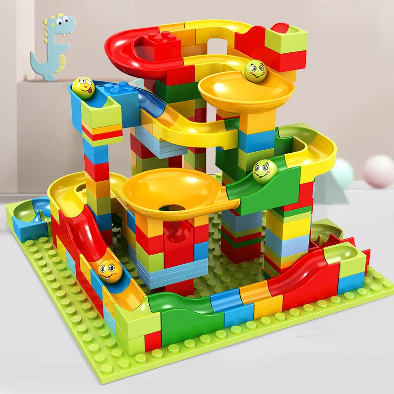 

Mini size 330pcs Marble Race Run Building Blocks ABS Bricks Educational Constructor Toys compatible With Classic Small Blocks