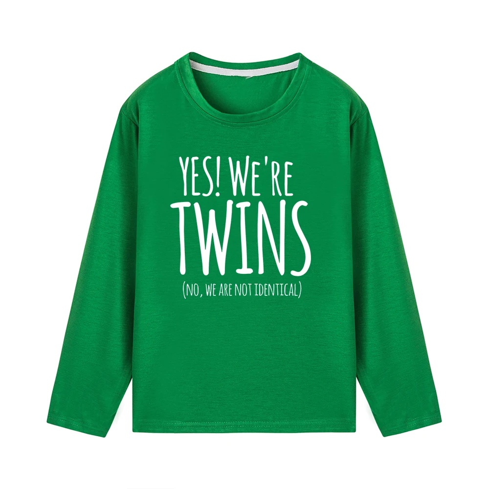 Yes We Are Twins/рубашка с надписью для маленьких мальчиков Новая Осенняя детская одежда с длинными рукавами для мальчиков модные футболки для мальчиков - Цвет: 46M4-KLTGN-
