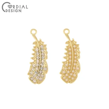 

Cordial Design 100Pcs 10*29MM Jewelry Accessories/Rhinestone Charms/Feather Shape/Imitation Pearl/Hand Made/Pendant/DIY Making
