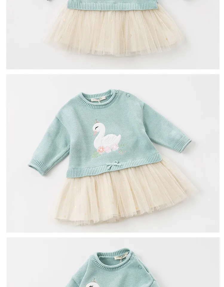 DBJ11574 dave bella/осеннее платье-свитер принцессы с героями мультфильмов для маленьких девочек детское модное праздничное платье детская одежда в стиле «лолита»