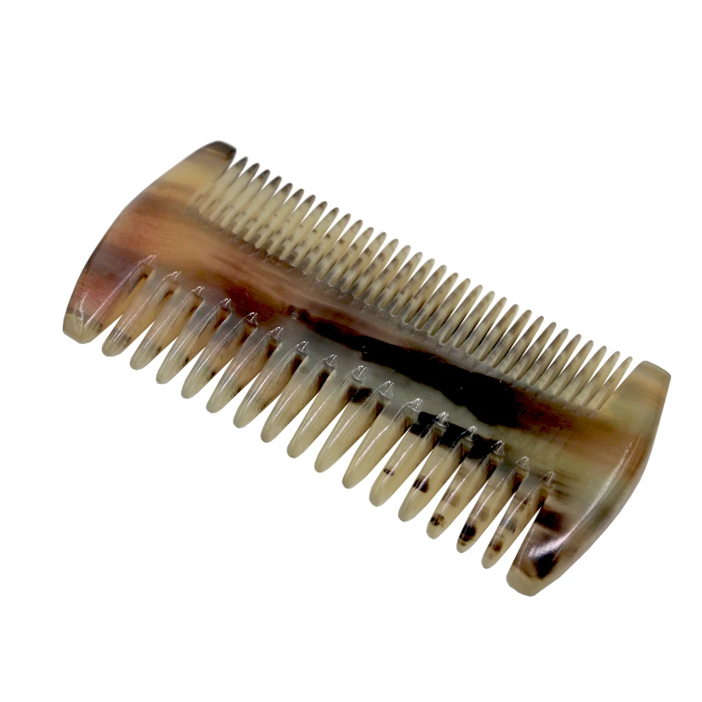 Natural Sheep Horn Moustache Brush Anti Static Beard Comb with Case for Men 3