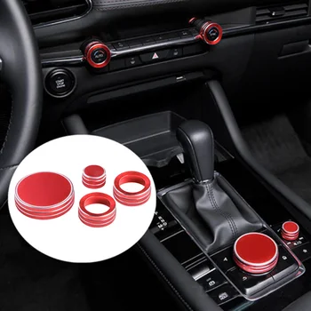 

Interior Knob Trim Inner Aluminum alloy Red Center Console Decor Cover