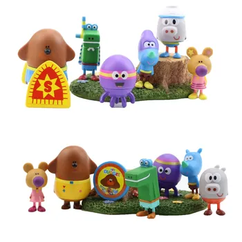 

6pcs/set Hey Duggeeing Anime Action Figure Rhinoceros Wombat Octopus Alligator Hippo PVC Dog Teacher Birthday Animal Model Doll