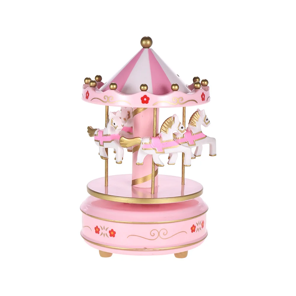 Merry-Go-Round Carousel Music Box Classical Melody Birthday Christmas Festival Musical Gift for Children Kids - Цвет: Розовый