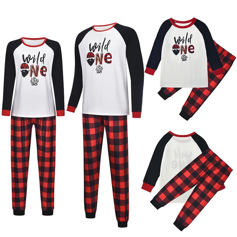 

2020 TALLOLY autumn/winter new wish suit letter printed plaid home wear pajamas parent-child wear