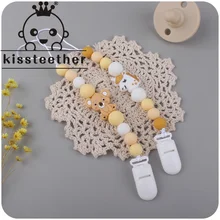 Kissteether – attache tétine en Silicone pour bébé, chaîne de sucette, perles d'animaux mignonnes, jouets factices en plastique à mâcher 