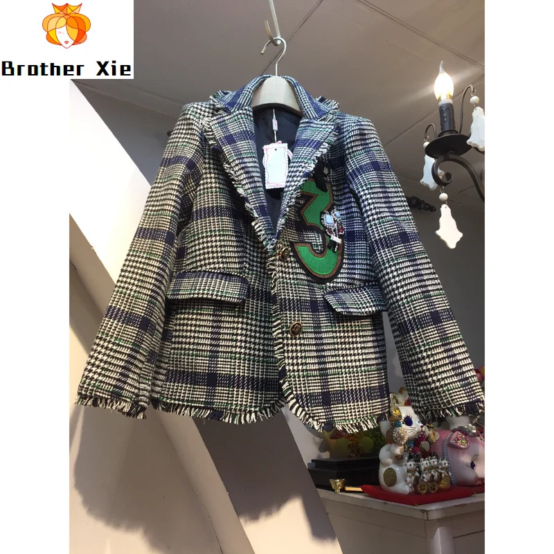 

European wind set auger plover case of England fringed edge suit digital patch small sweet coat 2020 autumn and winter