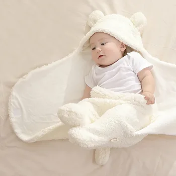 

0-12 Months Autumn Baby Sleeping Bag Envelope For Newborn Baby Winter Swaddle Blanket Wrap Cute Sleeping Bags Solid Baby Bedding