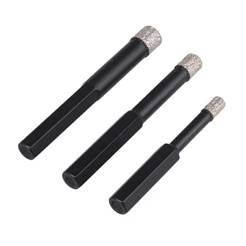 

3pcs High Quality Diamond Hole Saw Set 6/8/10mm Dry Drills With Wax Insert For Glass Ceramic Black Kits