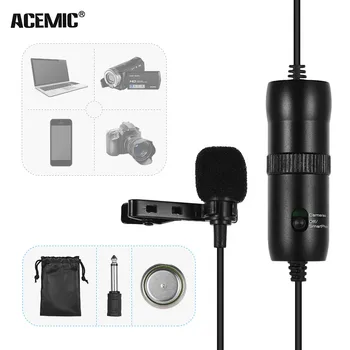 

ACEMIC Single Head Lavalier Microphone Mic Lapel Clip-on Omni-directional Condenser with 6.5mm Adapter for Smartphone DSLR