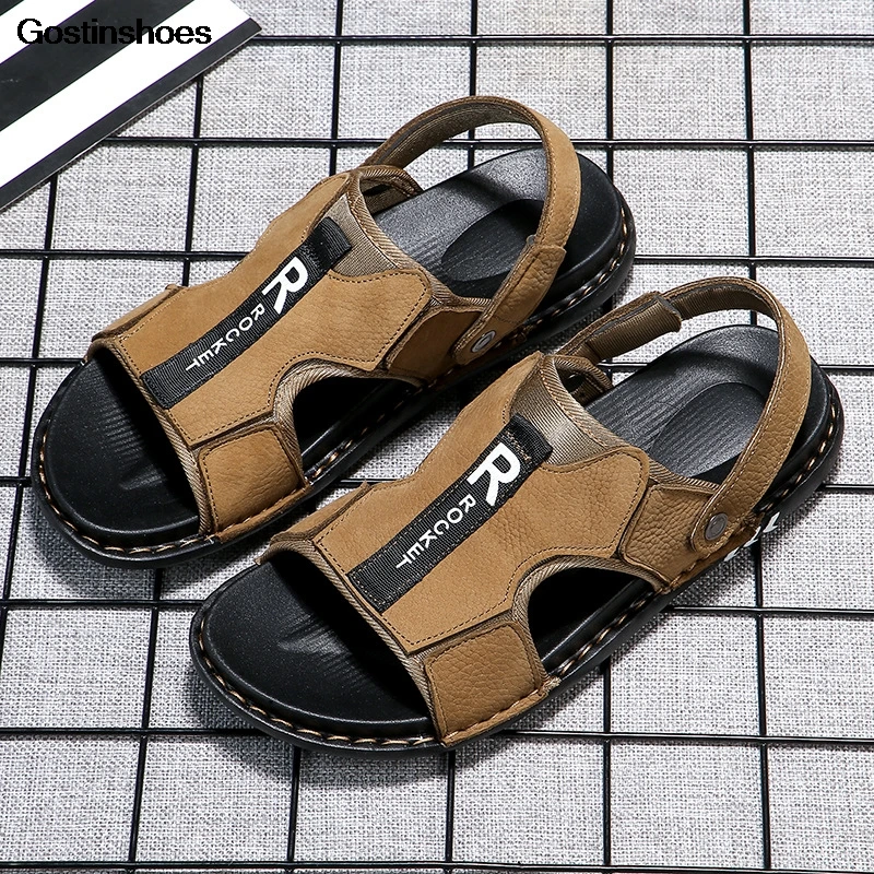 Chappal для мужчин Sandale Homme Cuir кожаные модные красивые летние сандалии с нескользящей