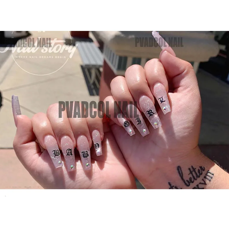 Nail Art 3d Decal Stickers Alphabet Letters White Black Gold Acrylic Nails Tool Aliexpress