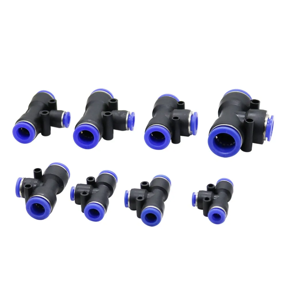 40pcs T shaped 4/6/8/10/12/16mm Port Interface 3 Way Quick Access Push-in Water pipe Connector Garden Misting Irrigation Joints