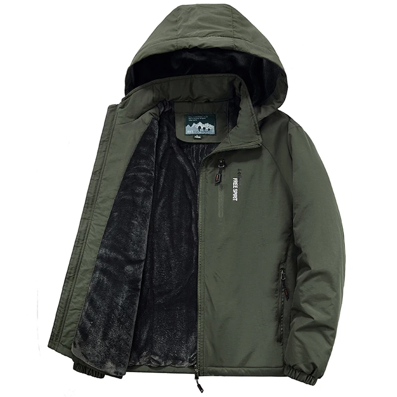 Winter parka men New Jackets Mens Plus velvet Hooded coat Men's casual coats Business warm printing coat Work clothes M-4XL 5XL
