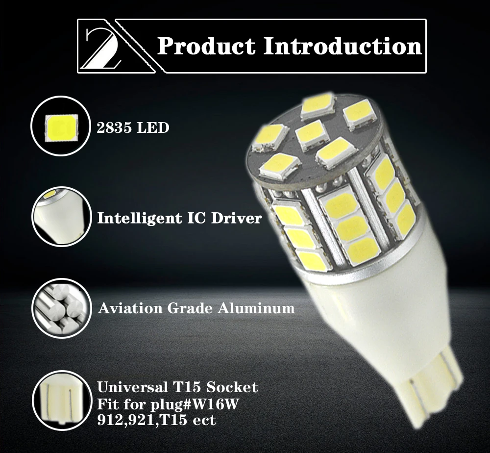 2 шт. 12-24V 600Lm W16W T15 неполярный 2835 30 SMD СВЕТОДИОДНЫЙ резервный свет 921 912 W16W светодиодный лампы заднего хода автомобиля панельная Лампа Белый 0.28A