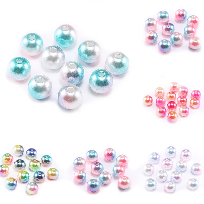 

3 4 6 8 10 12 mm With Hole Multicolor ABS Imitation Simulated-Pearl Loose Spacer Pearls Beads For Jewelry Making DIY Accessories
