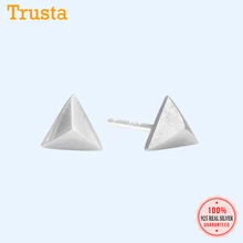 Trusta 925 пробы серебряные ювелирные изделия модные милые миниатюрные 6 мм X 6 мм твердые треугольные серьги-гвоздики подарок для девочек Дети Леди DS418