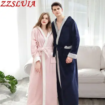 

Winter pajamas robes color contrast hooded bathrobes pockets lacing designer sleepwear robes homewear clothes
