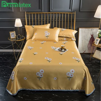 

Purenlatex Ice Silk Bed Sheet 3 Pcs Set Bedding Protector Silky Bed Coverlet Queen King Size Bedspread with 2 Pillowcase