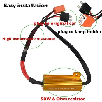 

Repair Light Load Resistors 2pcs Parts H7 Kit Warning Canceler Decoder