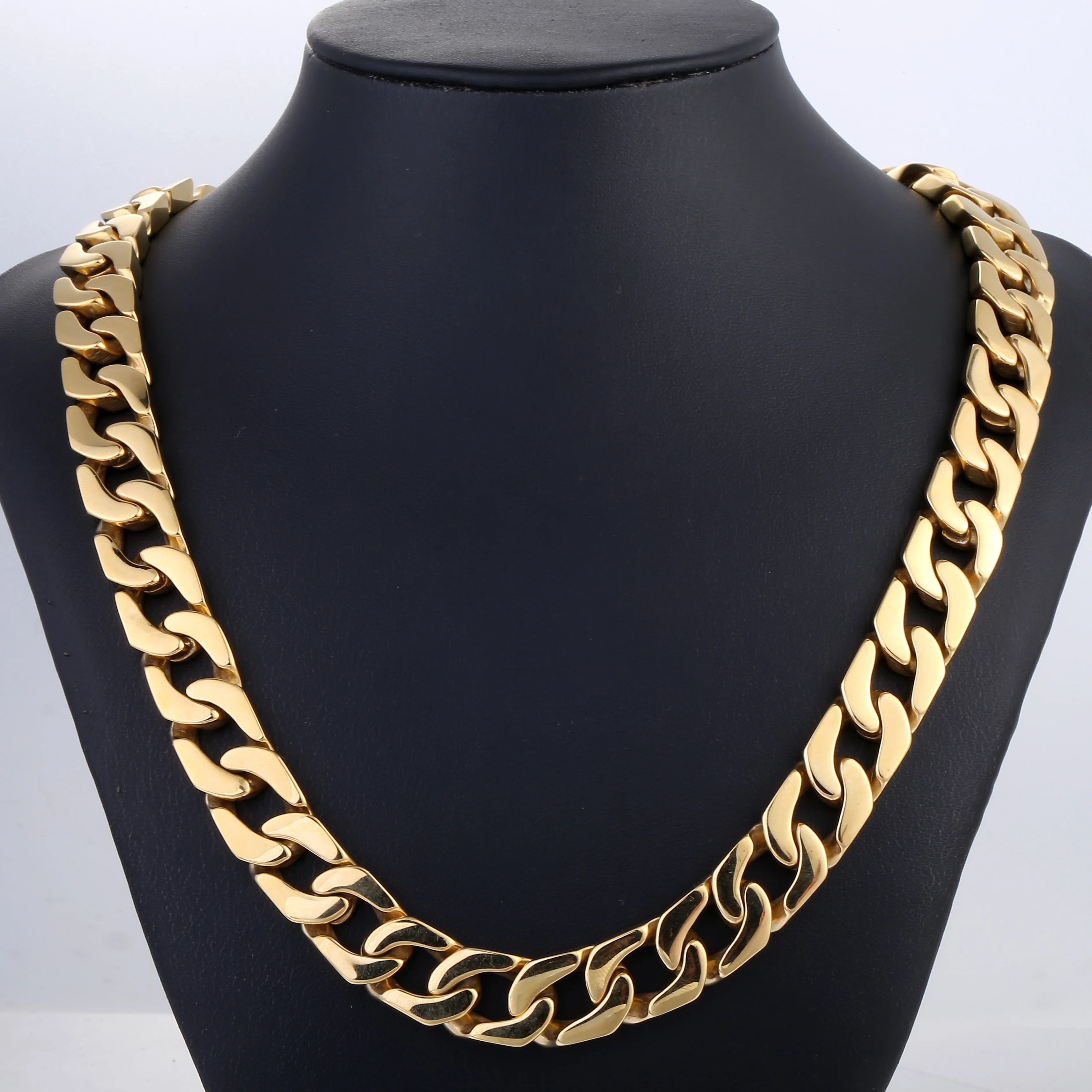 13mm Mens Wide Heavy Gold Color Cut Curb Cuban Chain 316L Stainless Steel Necklace Male Jewelry US Stock Big Sale DHN61 | Украшения и